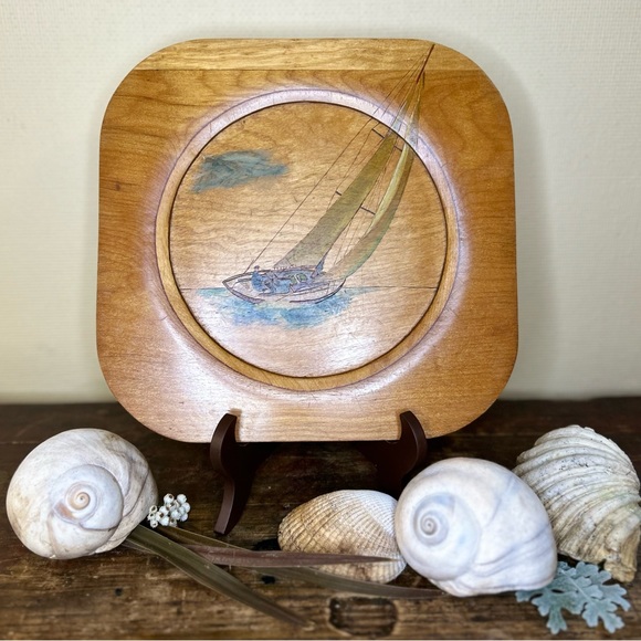 Boat Painting on Wood - Picture 1 of 4